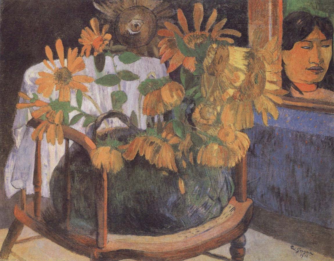 Sunflowers on a chair